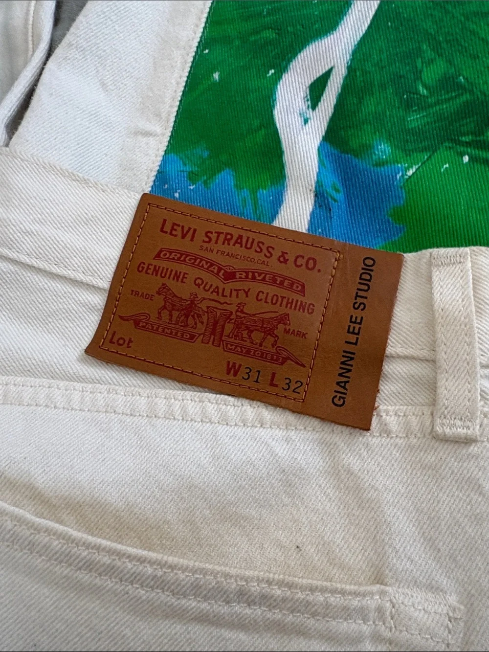 Levi's White Jeans with Multicolor Art Panels